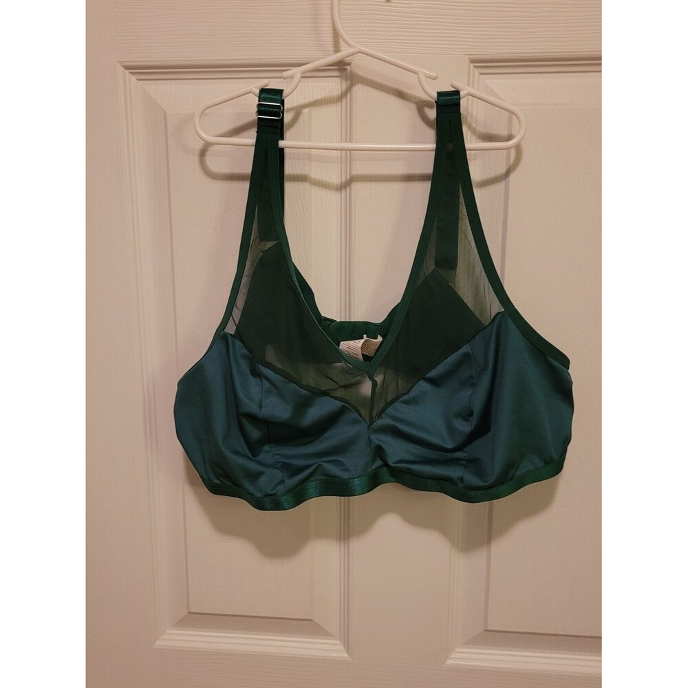Emerald Green Satin & Mesh Bralette 2XL